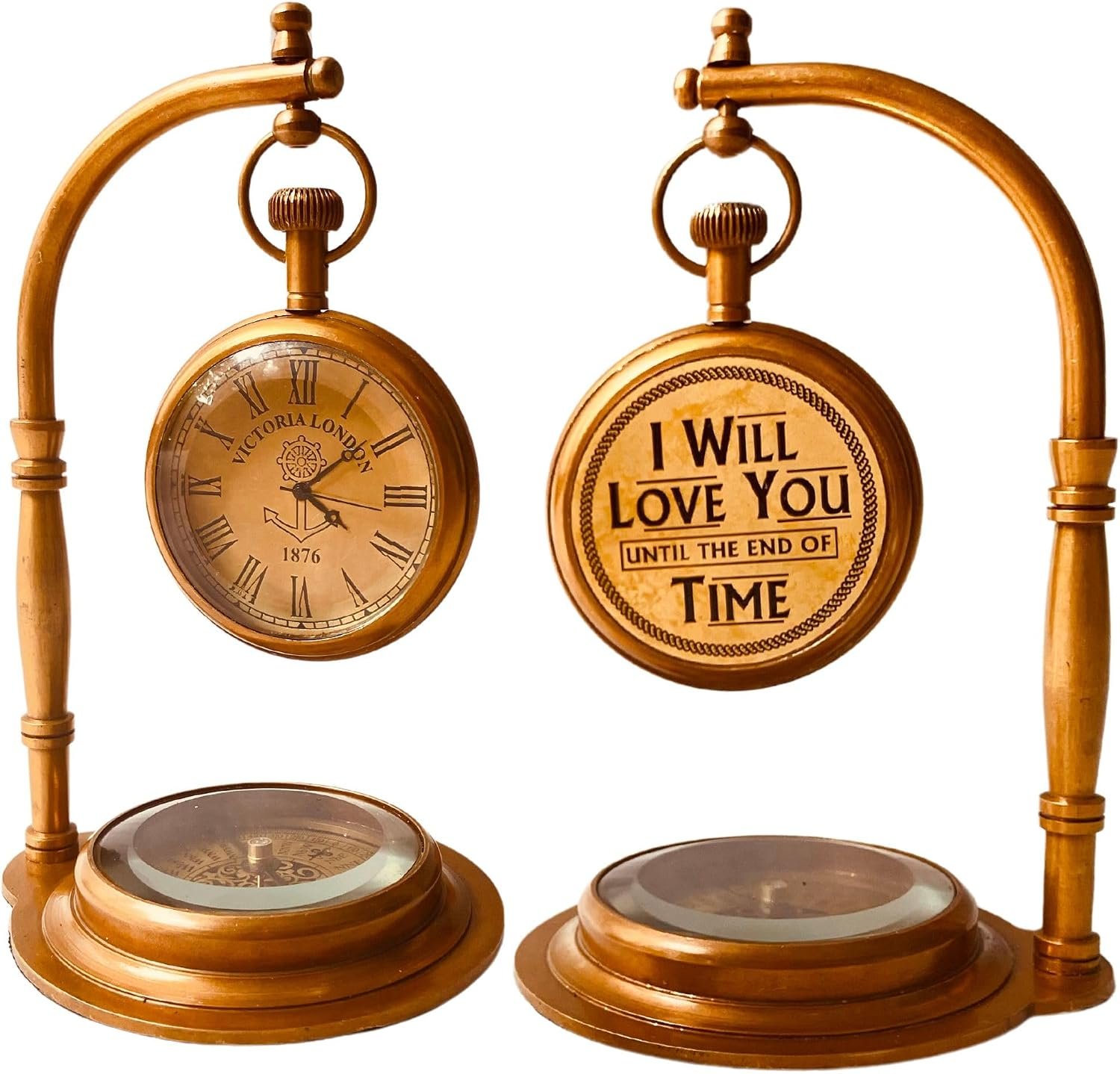 ALADEAN Decorative TableClock Compass Desk Sundial - (Love You) - Image 5